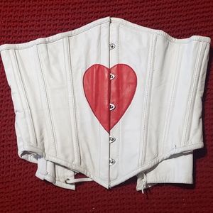 Dracula Clothing White Leather Underbust Corset S